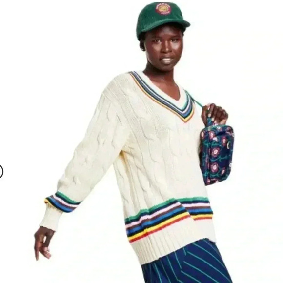 NWT Adult Croquet Stripe Cable Knit Sweater - Rowing Blazers x Target XS - Picture 1 of 6
